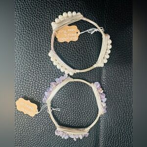 NWT; 2 Bangle Bracelets, Fresh Water Pearls, & Raw Amethyst’s